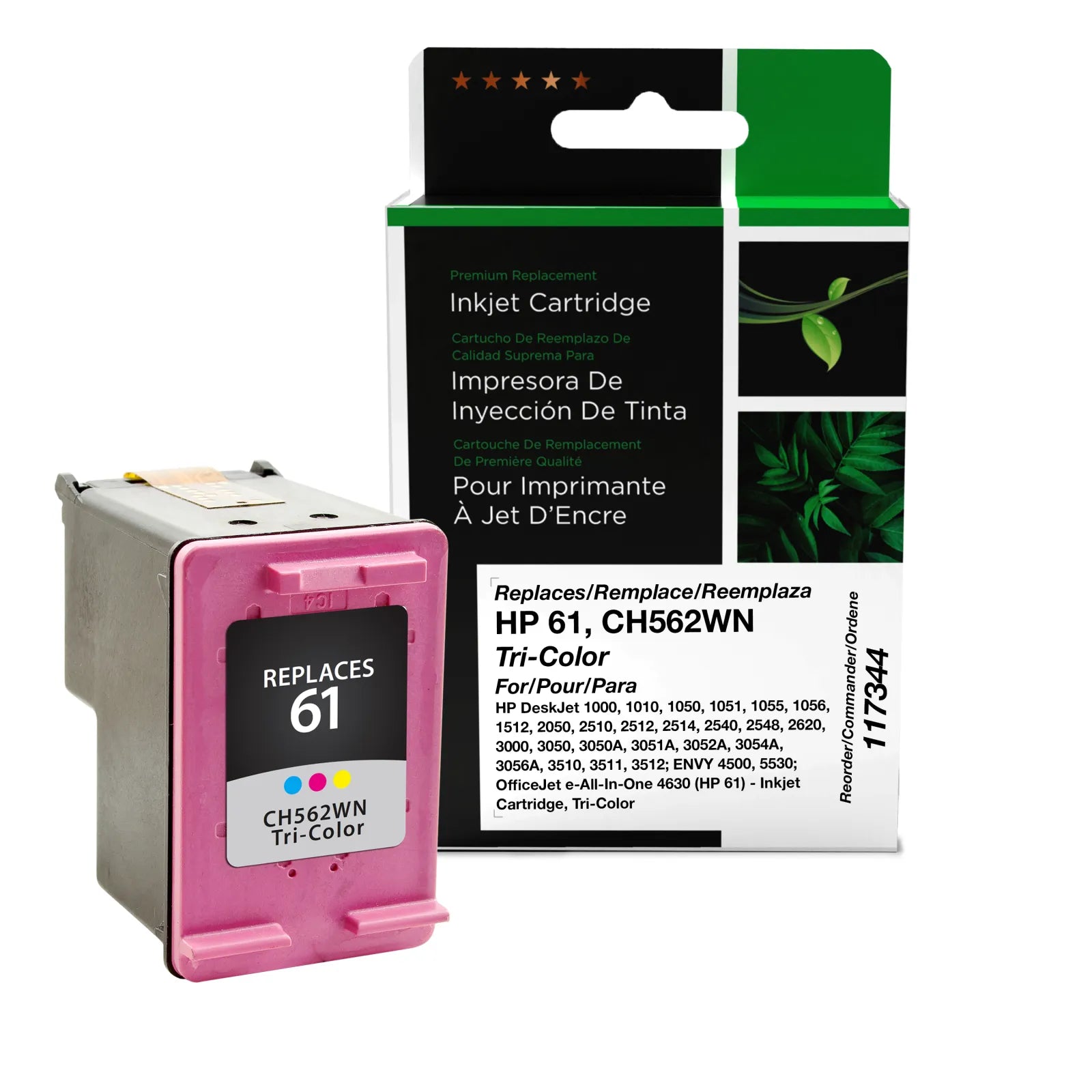 HP 61 Tri-Color Ink Cartridge - Remanufactured (CH562WN) - 165 Page Yield