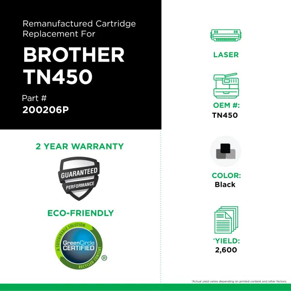 Clover Remanufactured TN450 Black Laser Cartridge 200206P