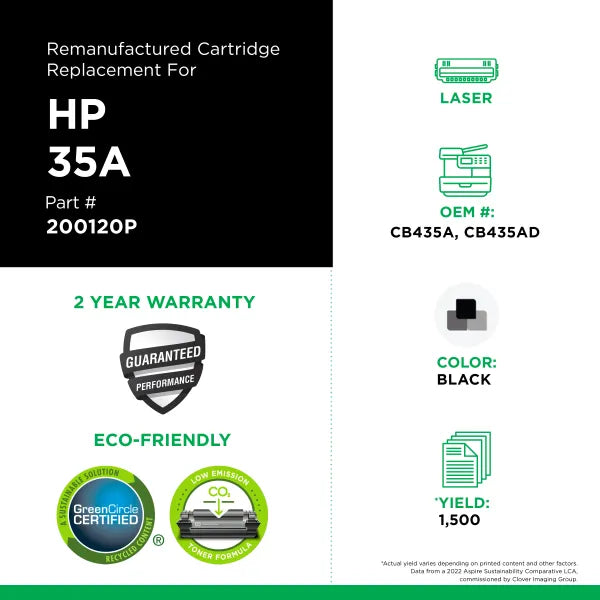 Clover Imaging Remanufactured Toner Cartridge for HP 35A (CB435A)
