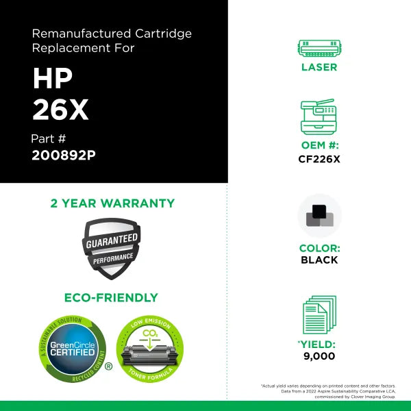 Toner HP CF226X (9 000 pages) - Reconditionné Clover
