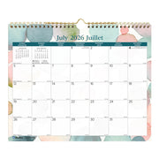 Blueline Splash 12-Month Academic Wall Calendar Bilingual July–June 12"x15"