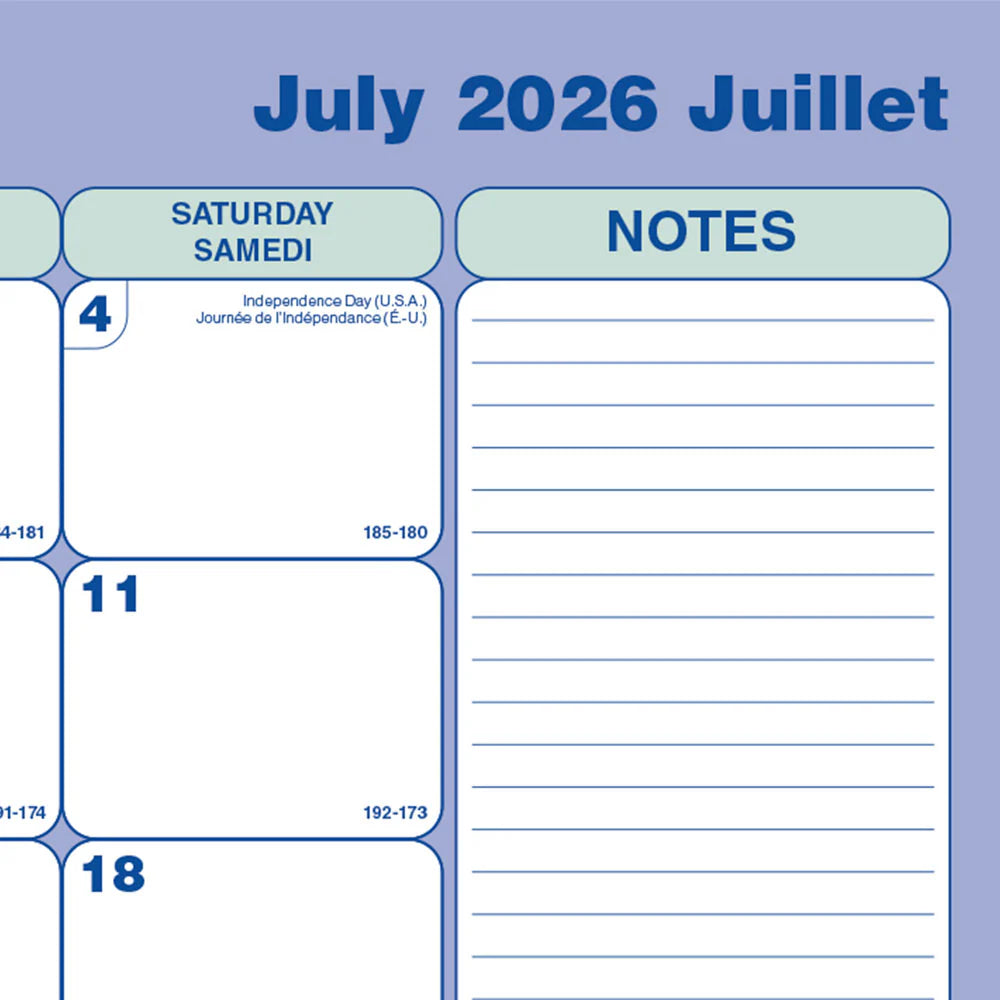 Blueline 13-Month Academic Monthly Desk Pad Bilingual July–July 11"x8½"