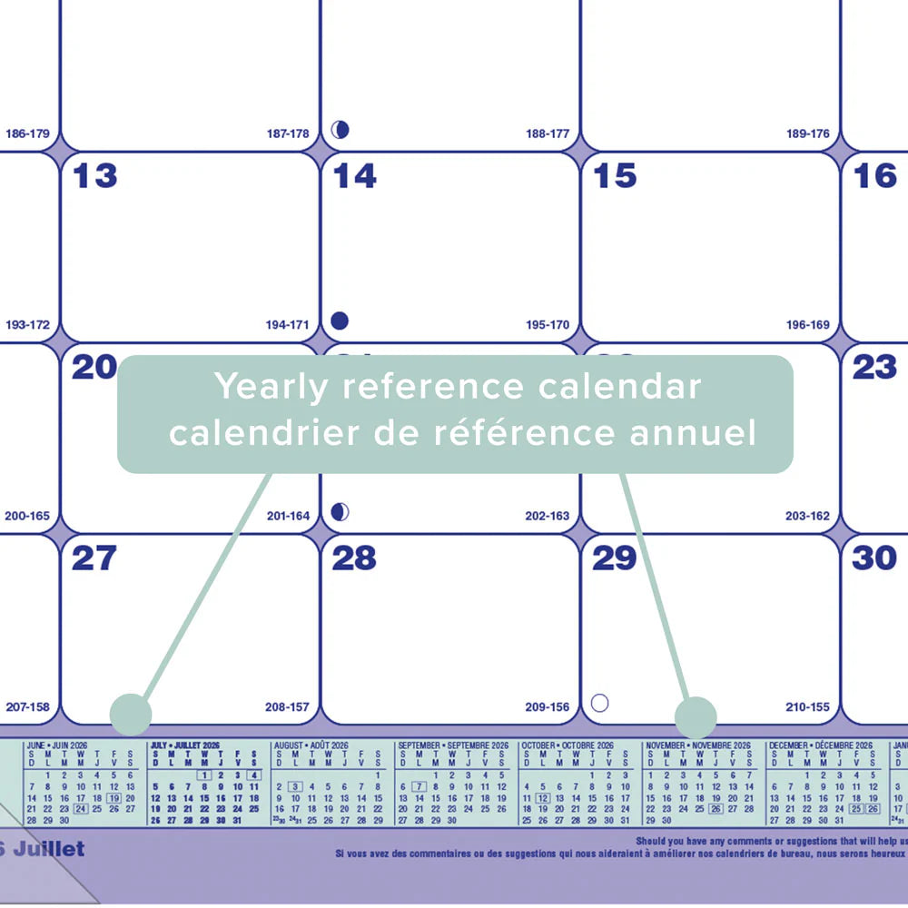 Blueline 13-Month Academic Monthly Desk Pad Bilingual July–July 11"x8½"