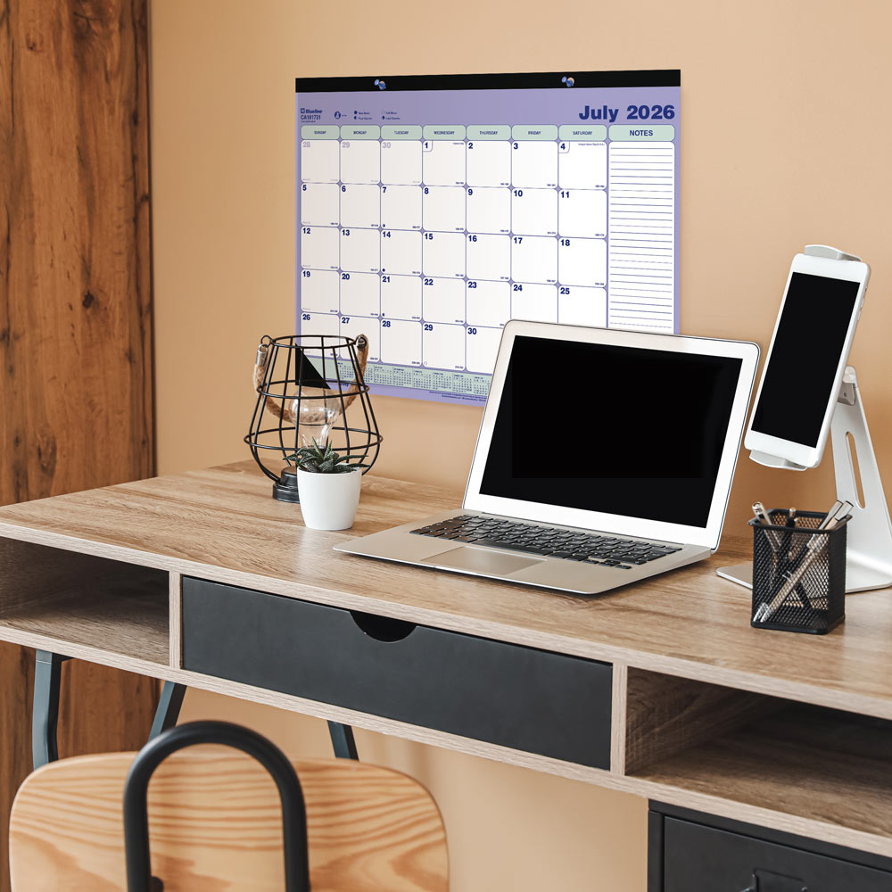 Calendrier de bureau mensuel scolaire de 13 mois Blueline, juillet-juillet, 21¼"x16"