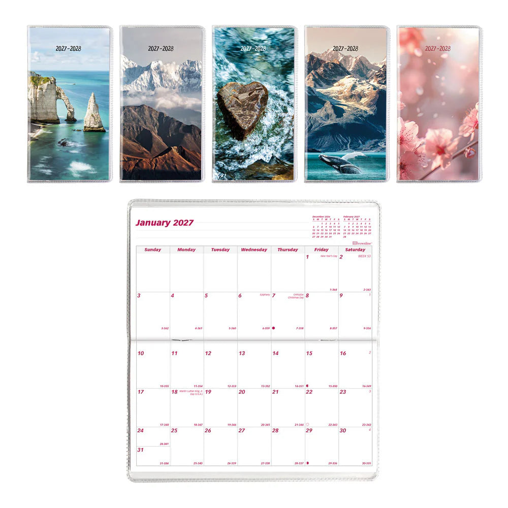 Brownline 2-Year Monthly Pocket Planner Jan 2027–Dec 2028, Assorted Colours, 6.5"x3.5"