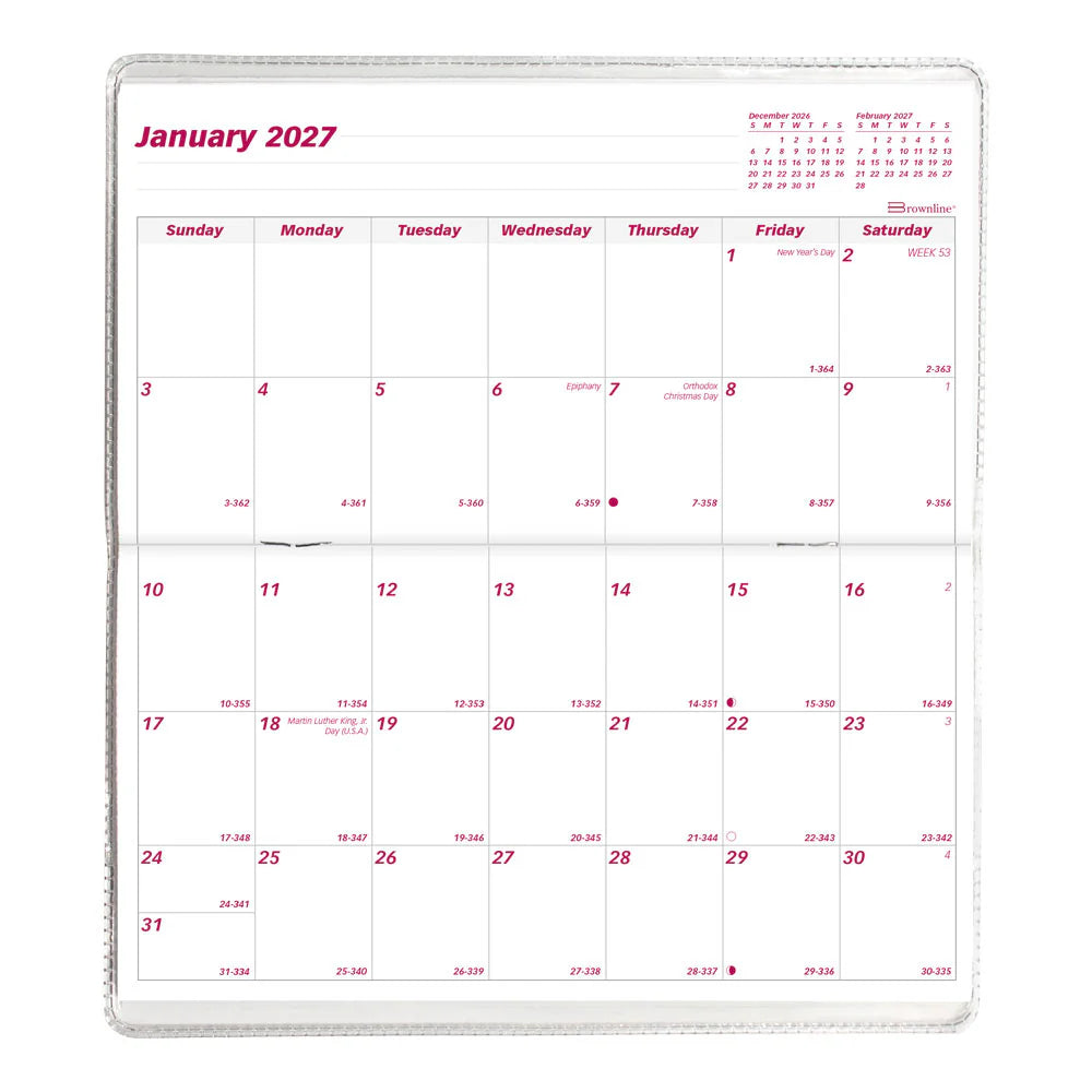 Brownline 2-Year Monthly Pocket Planner Jan 2027–Dec 2028, Assorted Colours, 6.5"x3.5"