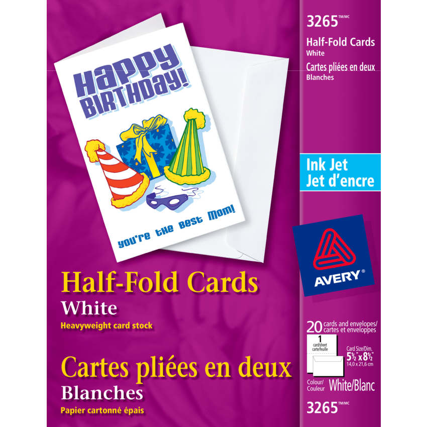 Avery® Half-Fold Greeting Cardsfor Inkjet Printers, 5-1/2" x 8-1/2"