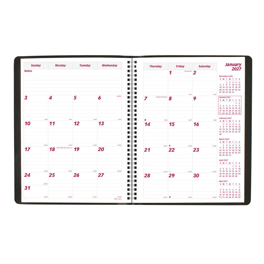 Brownline Essential 14-Month Monthly Diary Dec 2026–Jan 2028, English, Black, 11"x8.5"