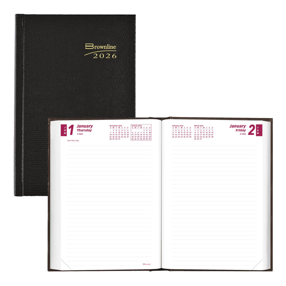 Planner Daily Hard Cover 7 1/2 x 5 Black 2026 CB387BLK