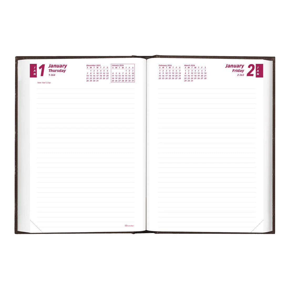 Planner Daily Hard Cover 7 1/2 x 5 Black 2026 CB387BLK