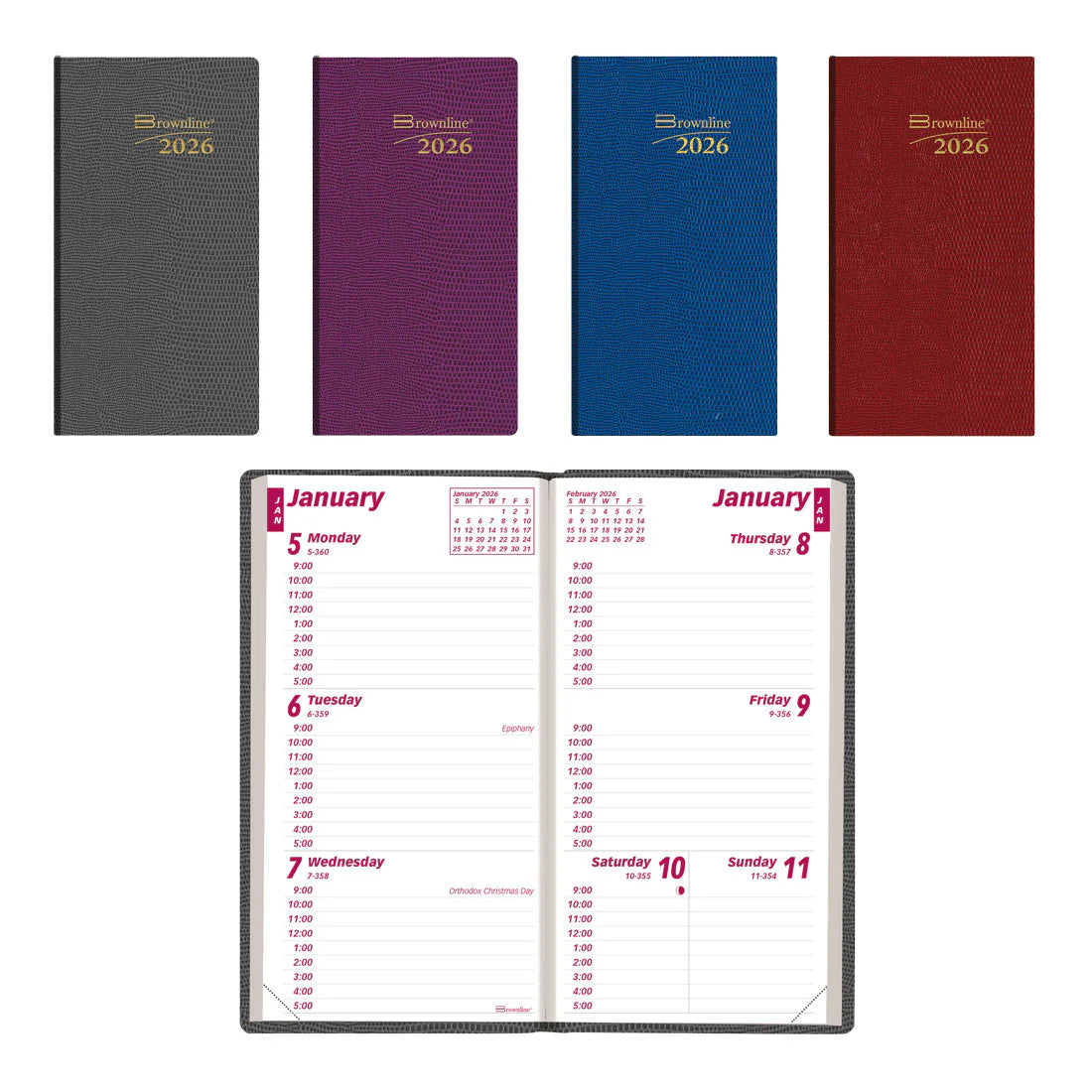 Planner Brownline Weekly  6 X 3 1/8 Pocket Appointment Book 2026 ASSTD CB403ASX