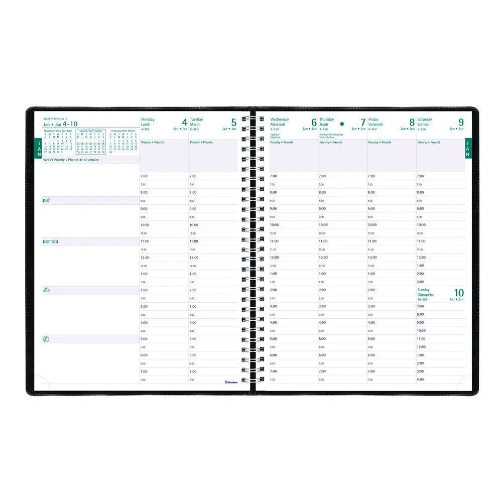 Agenda semainier timanager noir 2026 CBBM2BLK