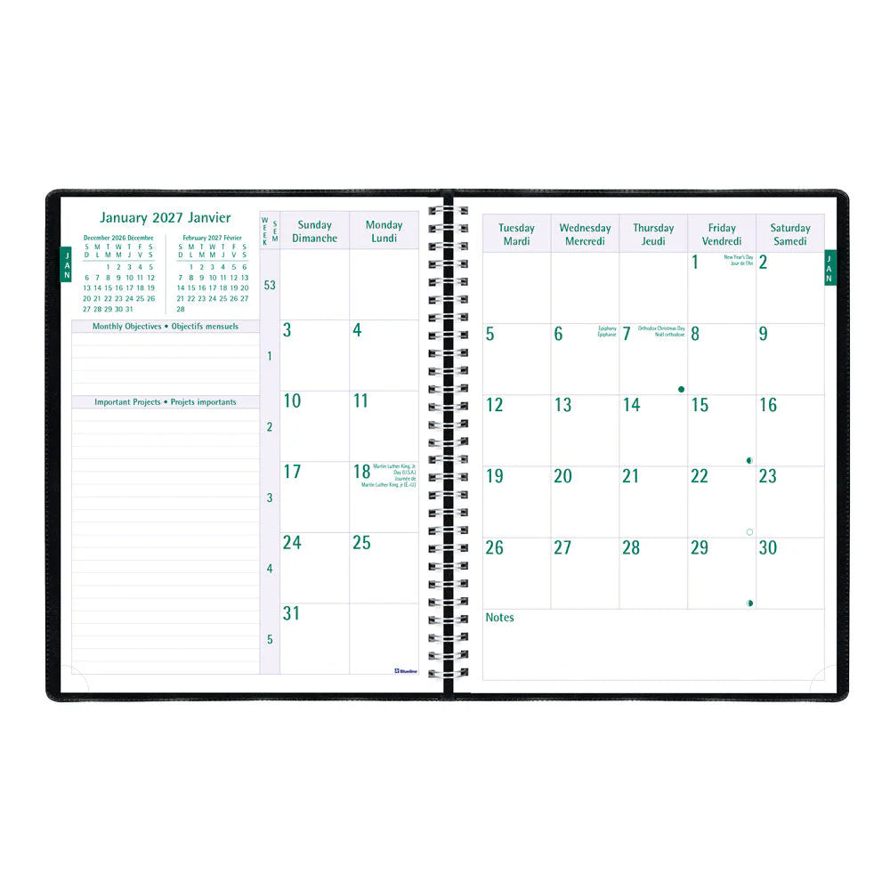 Agenda semainier timanager noir 2026 CBBM2BLK