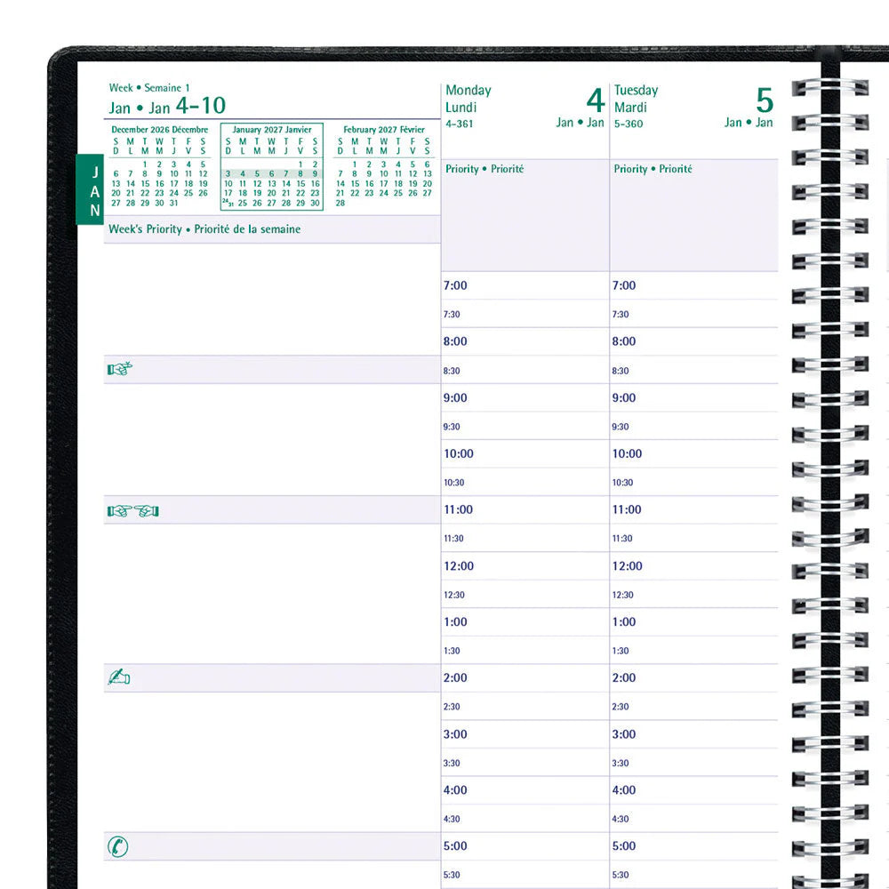 Agenda semainier timanager noir 2026 CBBM2BLK