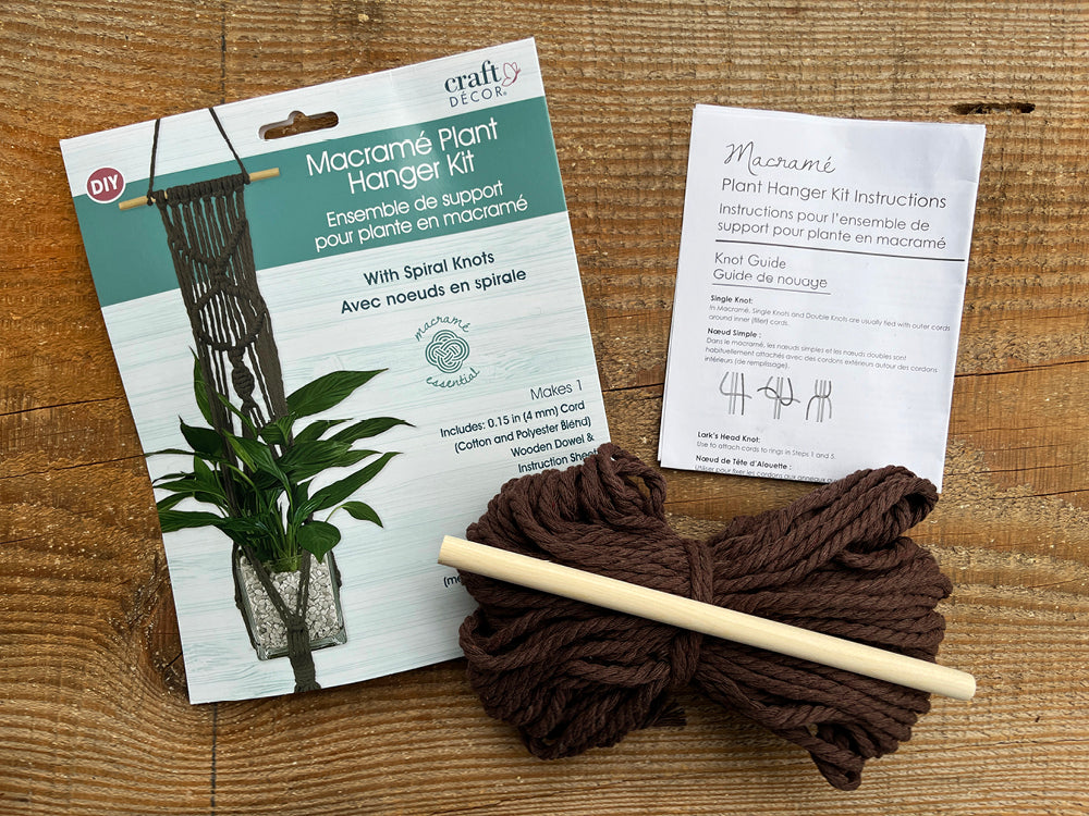 Macramé Plant Hanger Kit with Dowel / Coffee