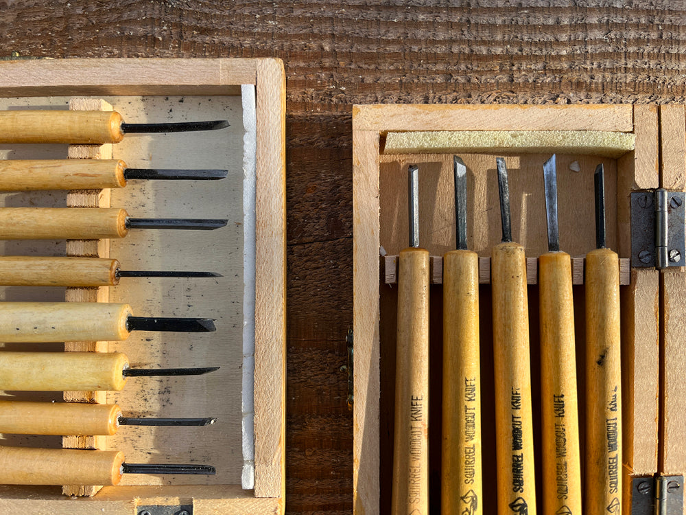 Ensembles de couteaux à sculpter le bois en coffret
