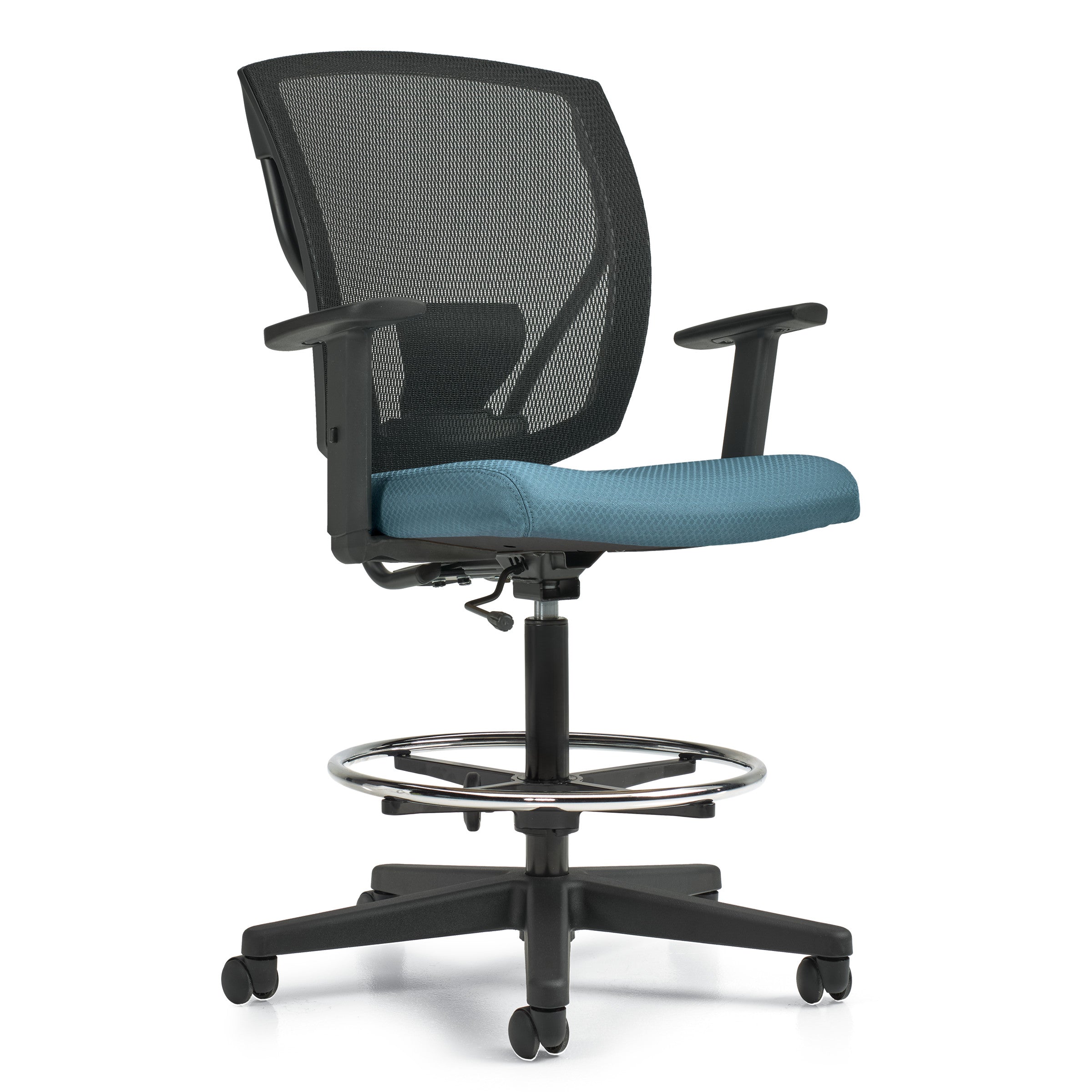 IBEX | UPHOLSTERED SEAT & MESH BACK DRAFTING TASK CHAIR WITH ARMS MVL2808FU75