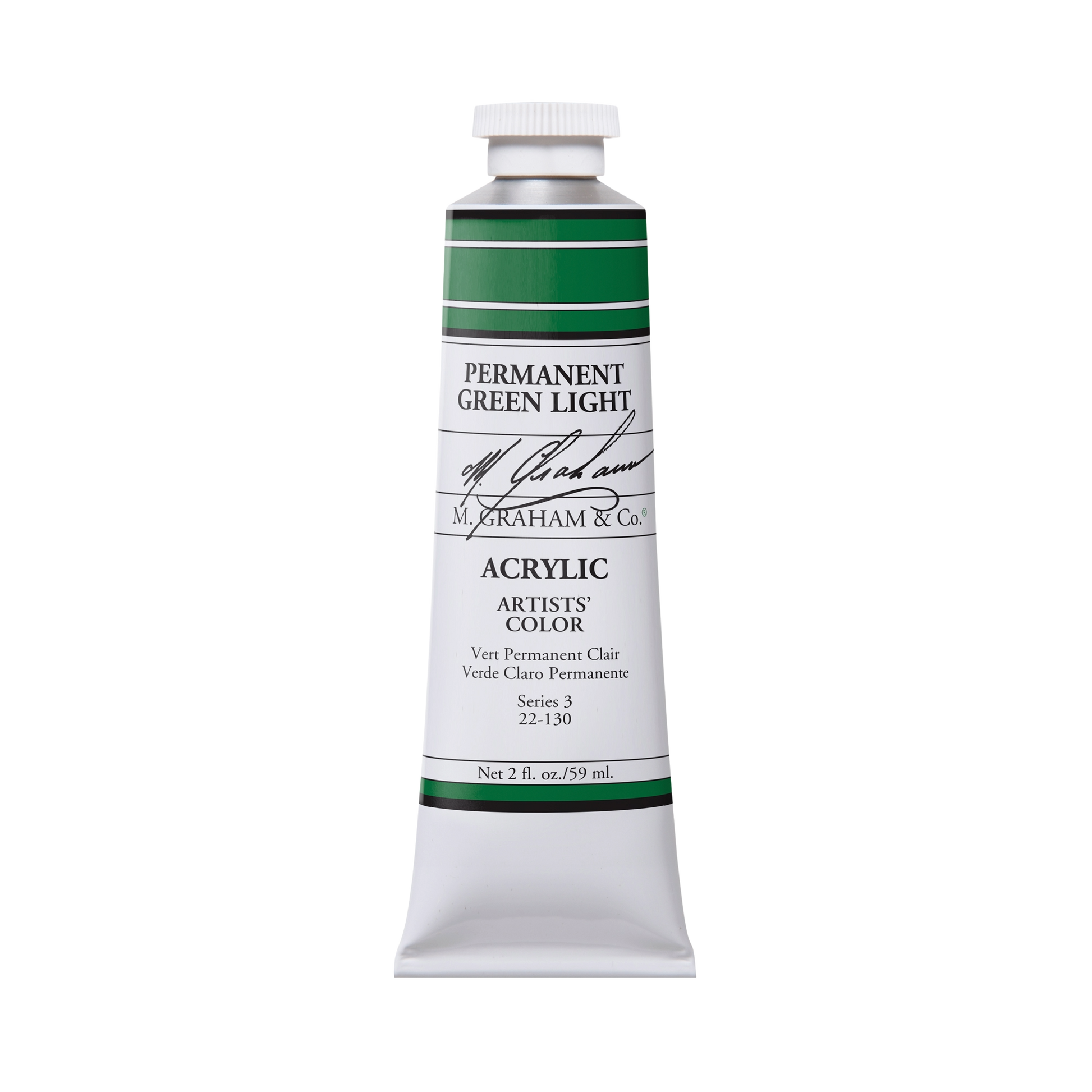 M. Graham Artists' Acrylic - Permanent Green Light, 2 oz / 60 ml tube