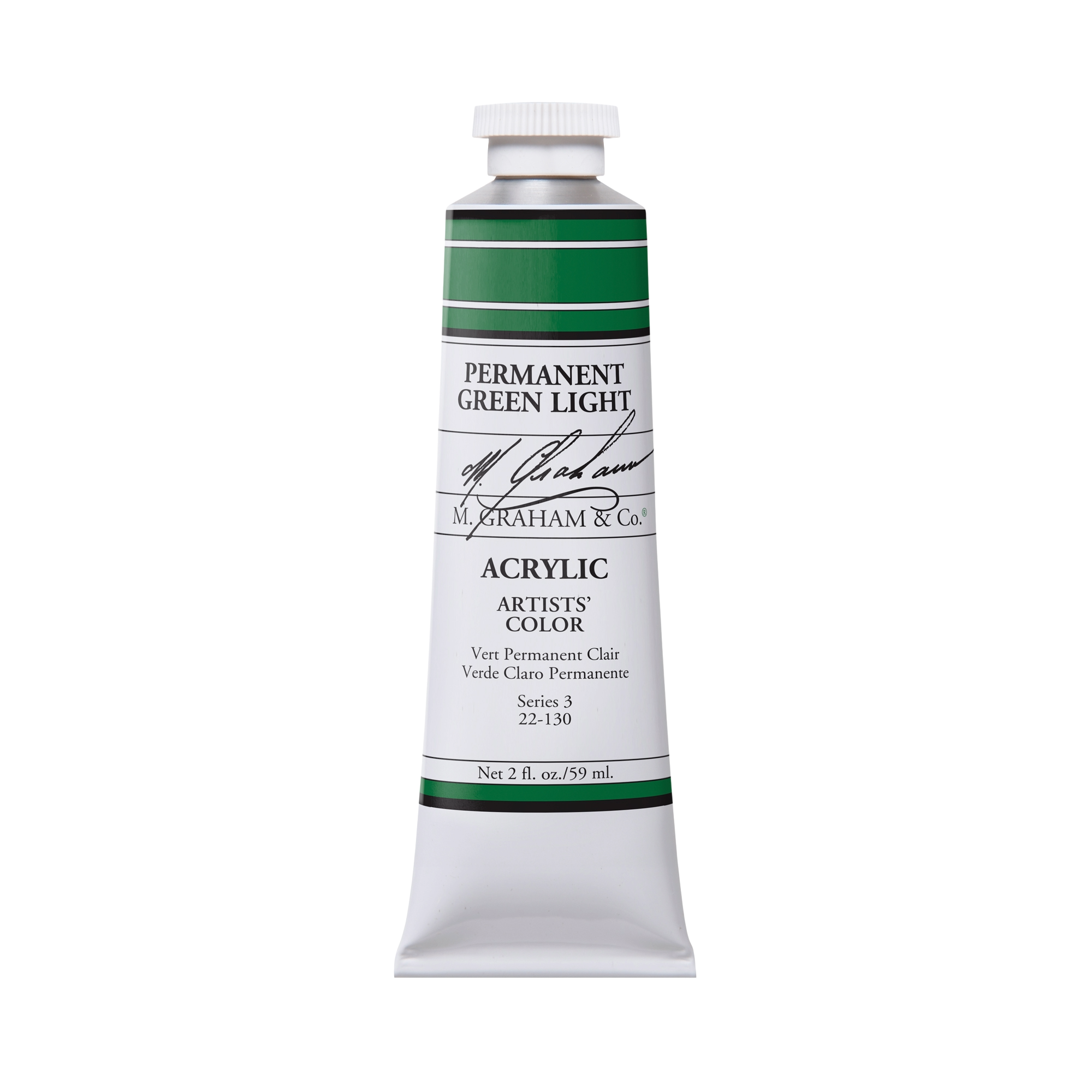 M. Graham Artists' Acrylic - Permanent Green Light, 2 oz / 60 ml tube