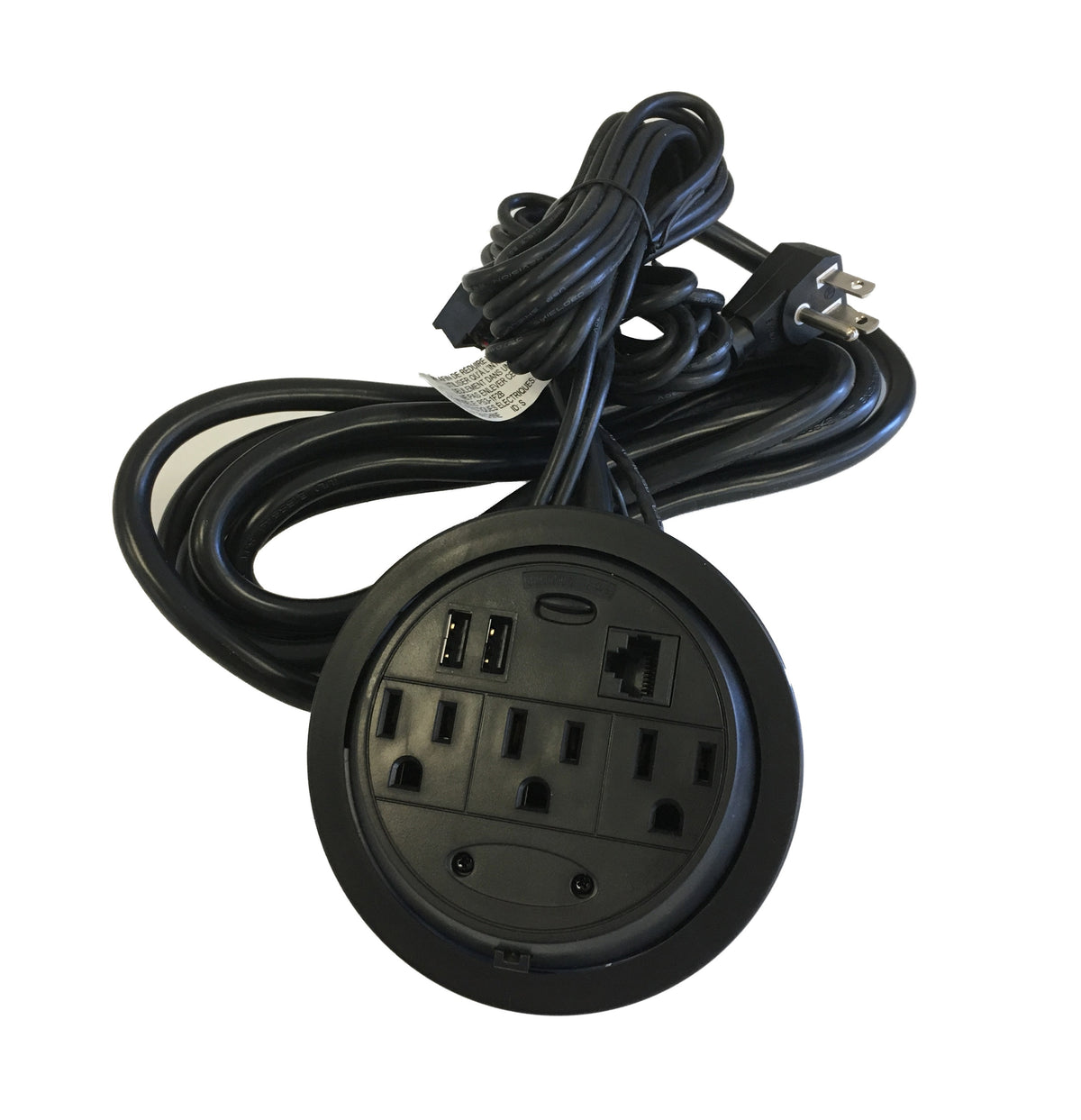 Heartwood Desk Power — Power Bars, Towers & Power Grommets – Flip-top Grommet, Power/data/usb, Black