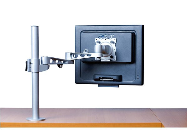 Heartwood Monitor Arms — Single & Dual – LCD Single Arm, Grommet Mount, Silver