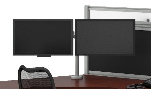 Heartwood Monitor Arms — Single & Dual – LCD Dual Arm, Grommet Mount, Silver