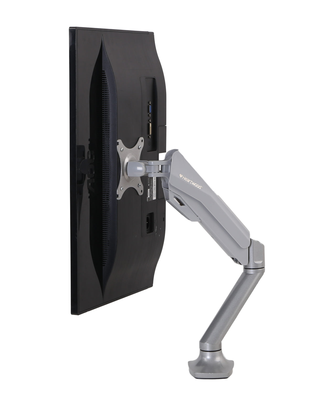 Heartwood Monitor Arms — Single & Dual – Pneumatic Single Arm, Silver