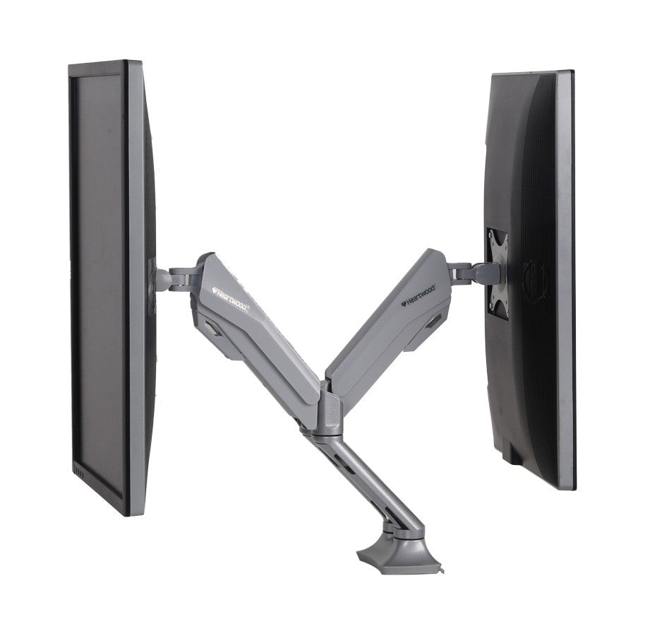 Heartwood Monitor Arms — Single & Dual – Pneumatic Dual Arm, Silver