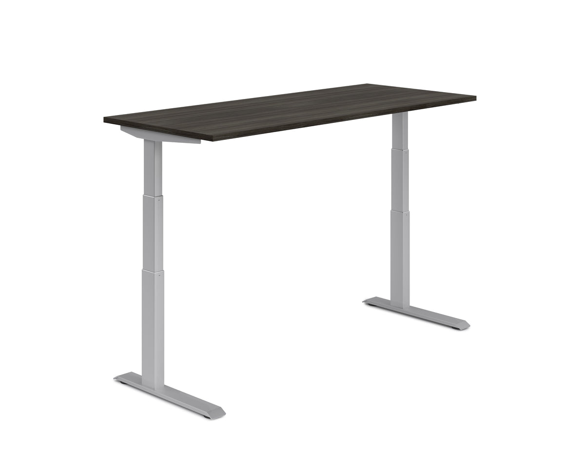 Heartwood Calypso Electric Height Adjustable Desks with Innovations Tops – 30" x 72", Grey Dusk, Silver