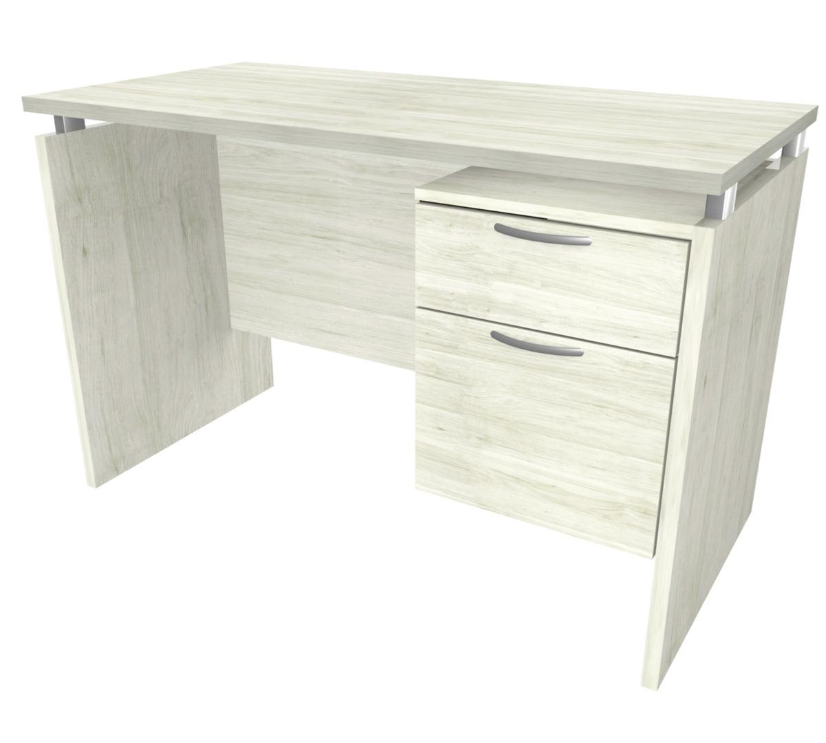 Heartwood Mira Single Pedestal Desks – 24" x 48", Winter Wood
