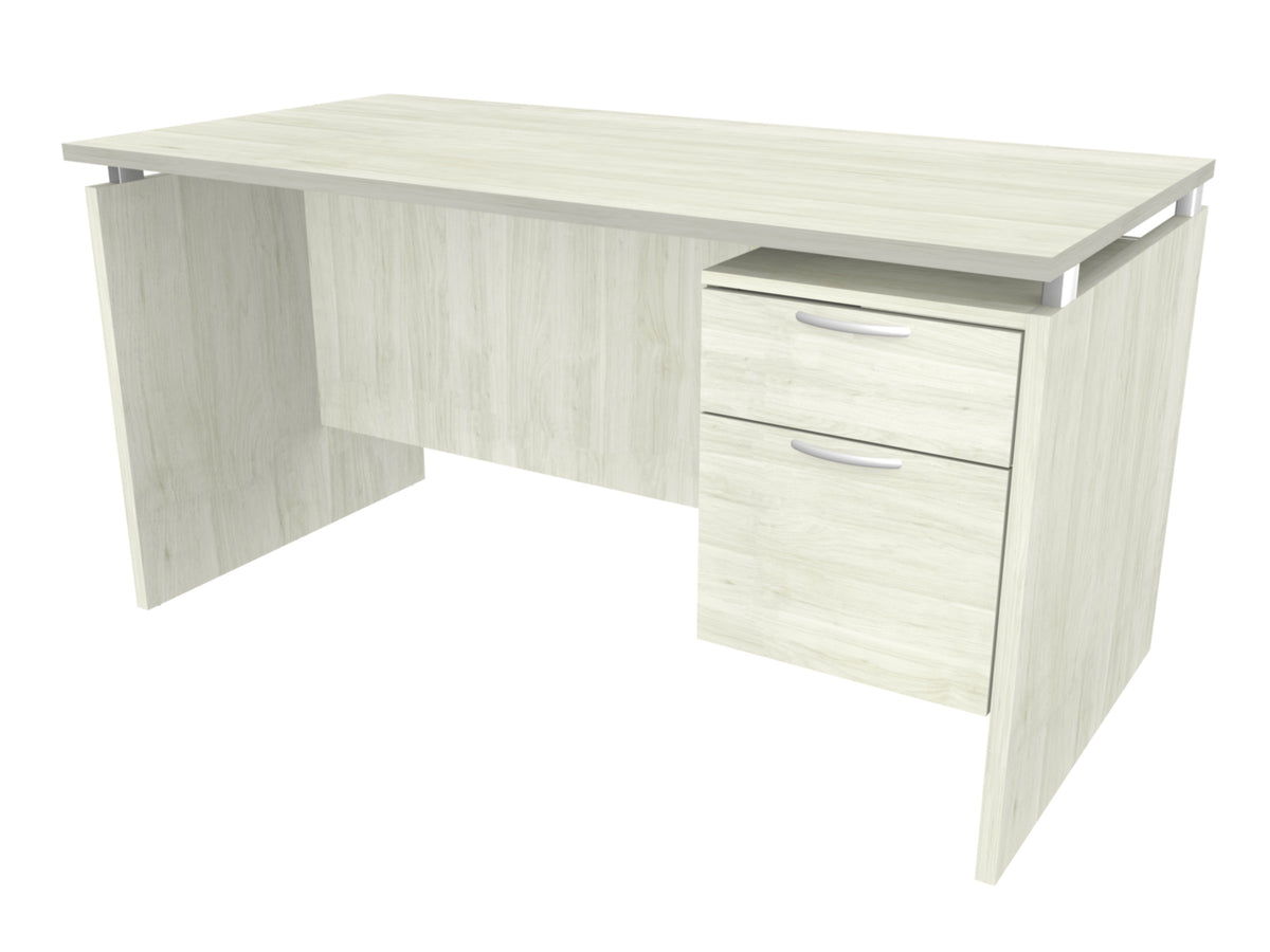Heartwood Mira Single Pedestal Desks – 30" x 60", Winter Wood