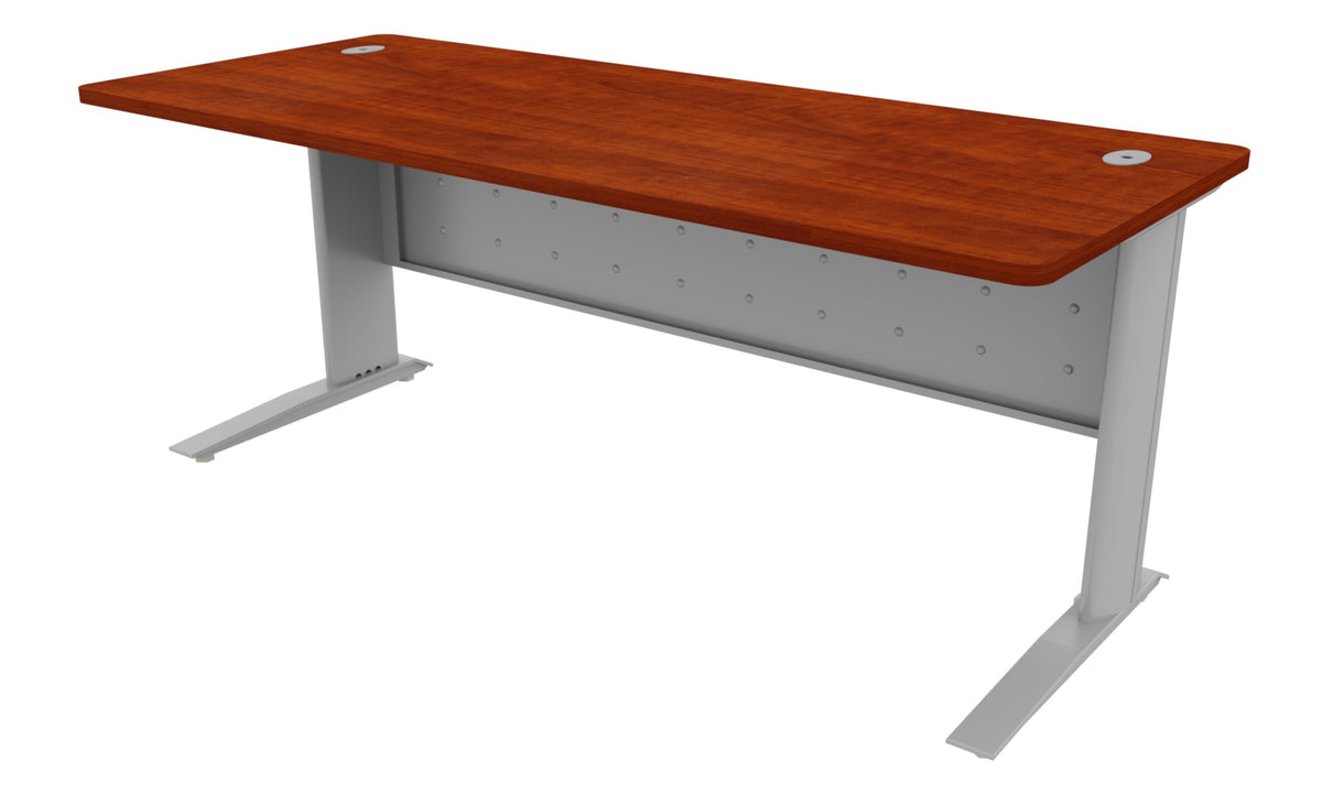 Heartwood Titan Desks — Corner & Straight with Metal Modesty Panels – 30" x 72" Straight Desk, Autumn Maple