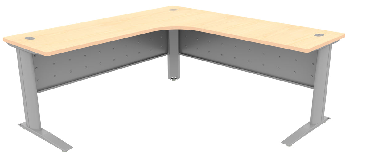 Heartwood Titan Desks — Corner & Straight with Metal Modesty Panels – 72" x 72" Corner Desk, Hardrock Maple