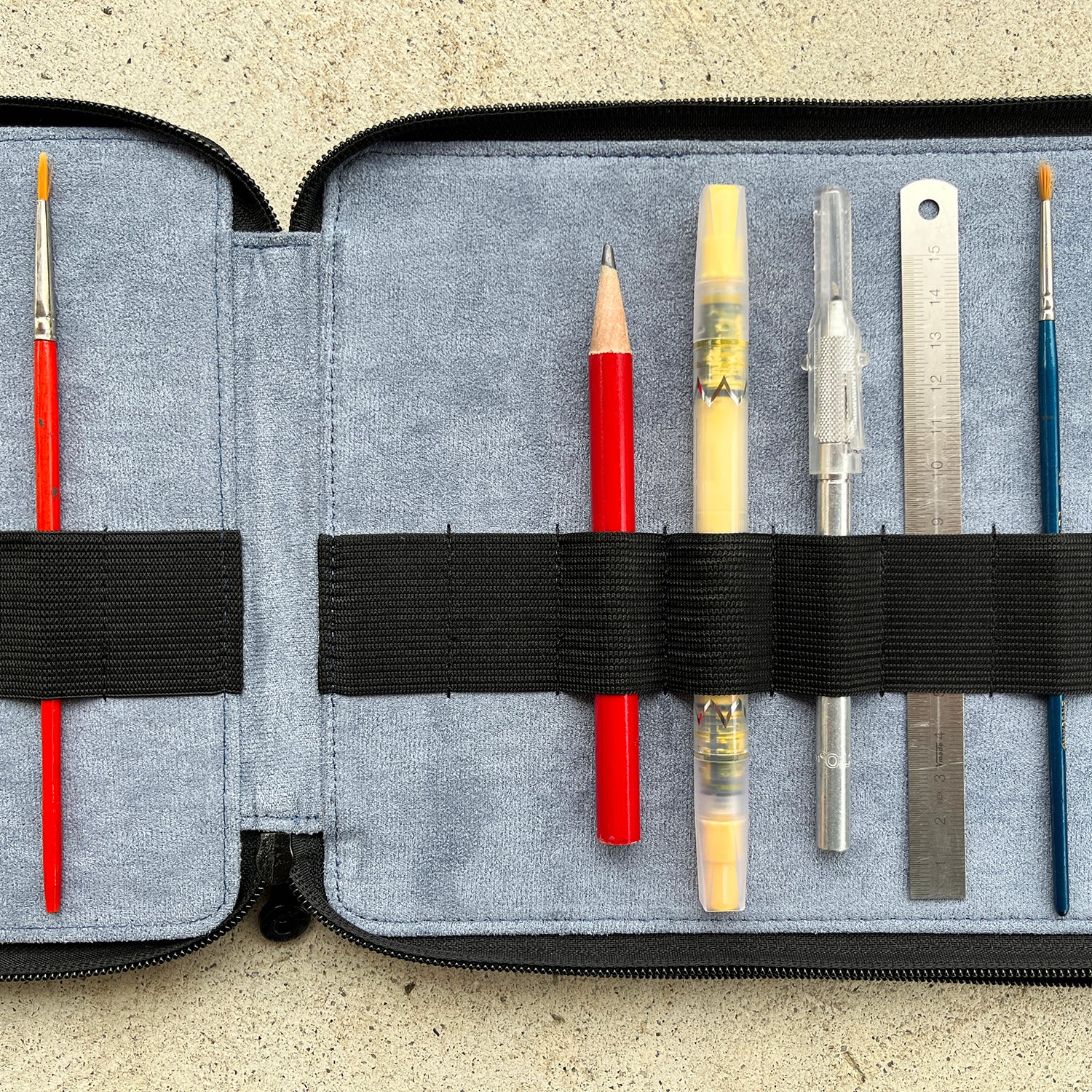 Leather Brush & Pen Folio 40-Slot