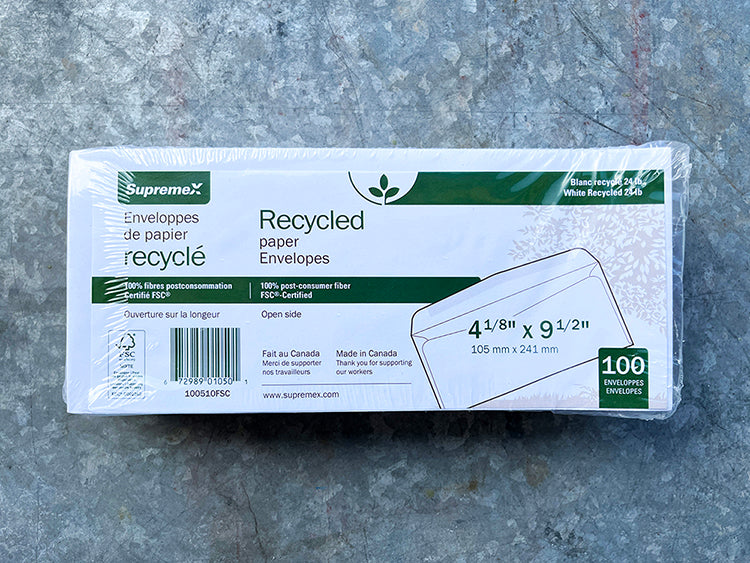 Supremex Recycled #10 Business Envelopes — White, 24 lb, Pack of 100