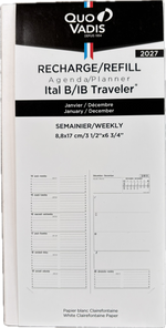 Quo Vadis IB Traveler Weekly Planner Refill 2027, 3-1/2"x6-3/4"