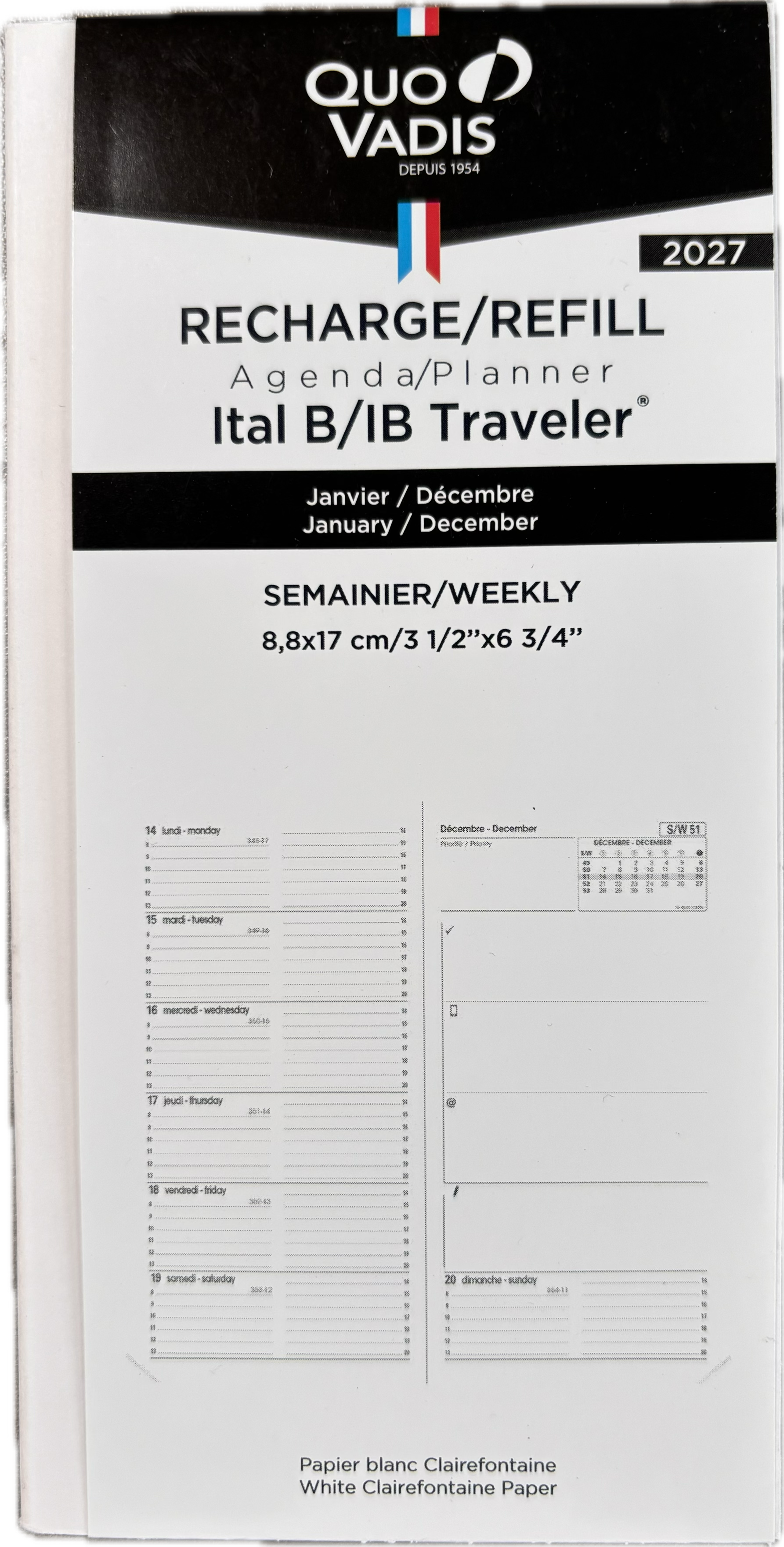 Recharge de l'agenda IB Traveler 2026