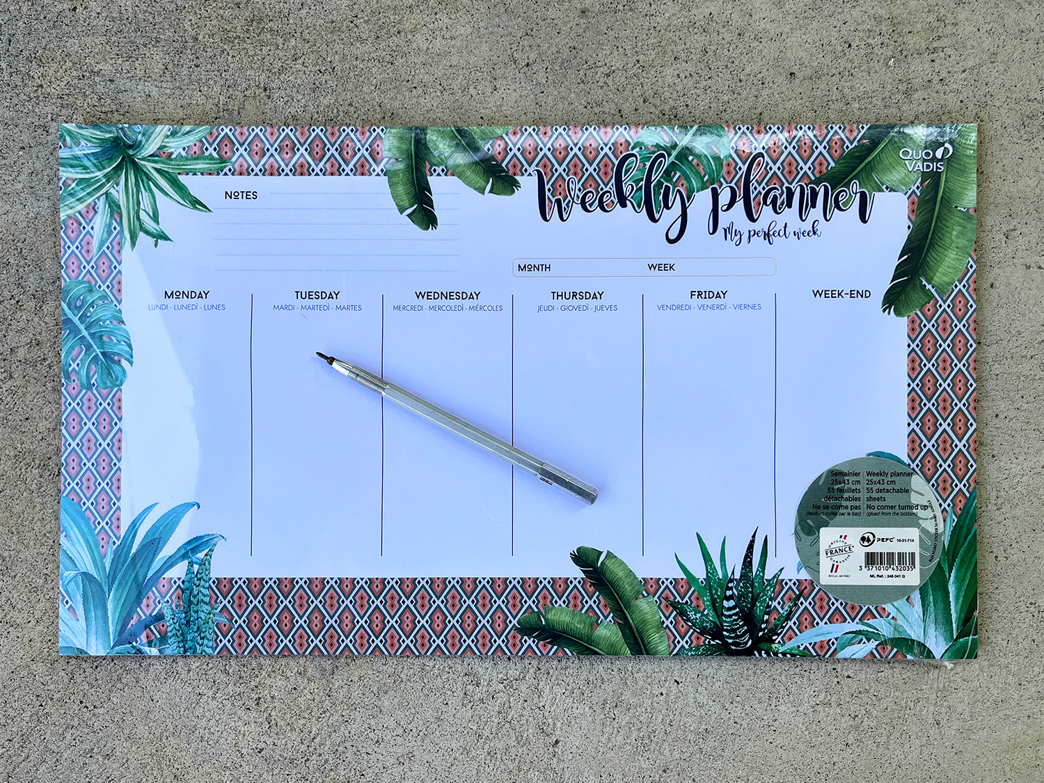 Desk Calendar Undated Weekly