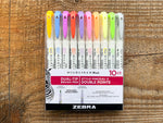 Zebra Mildliner Double Ended Brush & Fine Tip Pen/ Assorted Soft Colors / 10-pack