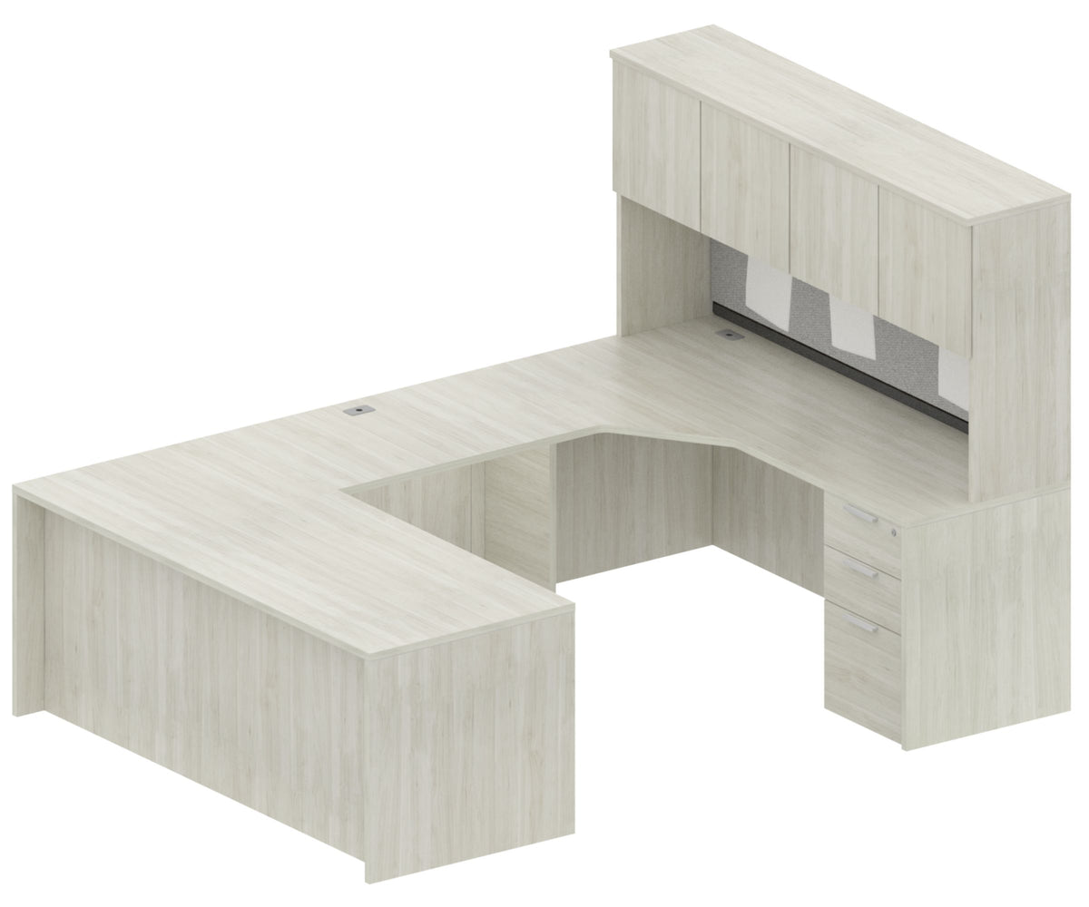 Heartwood Innovations Layout 1A workstation in Winter Wood