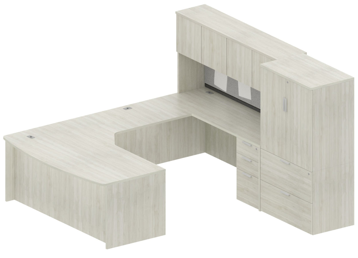 Heartwood Innovations Layout 3A workstation in Winter Wood