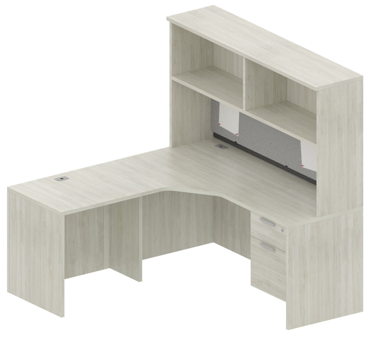 Heartwood Innovations Layout 5A workstation in Winter Wood