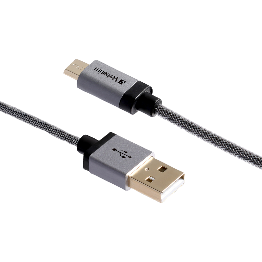 Verbatim Micro USB Sync & Charge Cable — 47 in, Braided, Black
