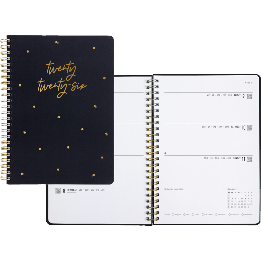 Blueline Celebrate Weekly Planner — 8.25 x 5.75, Grey, Multilingual