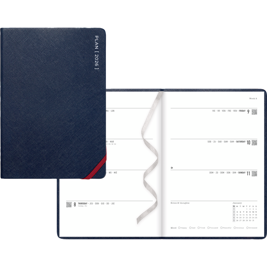 Blueline Serene Weekly/Monthly Planner — 8.25 x 5.875, Multilingual