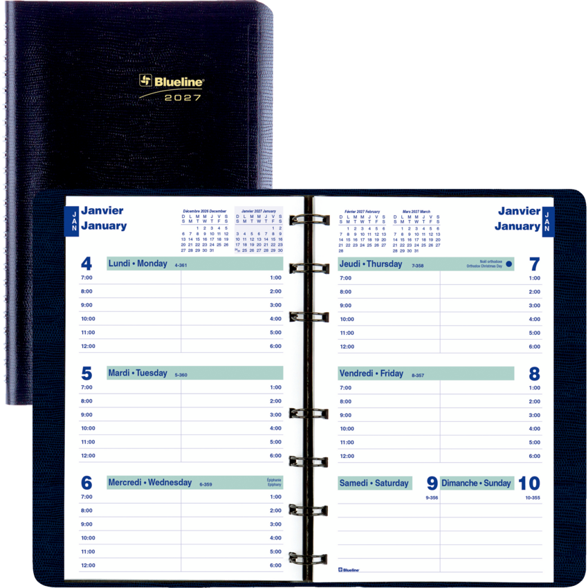 Blueline Weekly Diary — 8 x 5, Bilingual, Blue