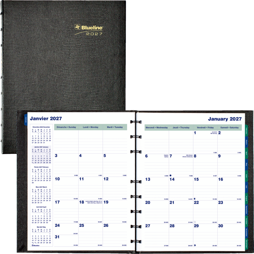 Blueline MiracleBind Monthly Planner — 9.25 x 7.25, Black, Bilingual