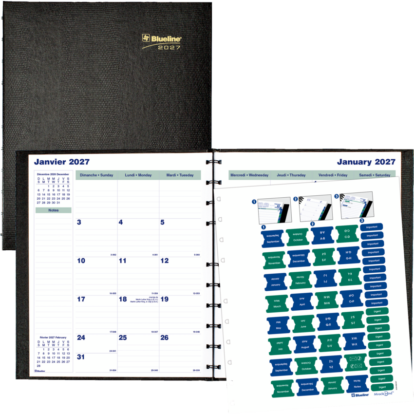 Blueline MiracleBind CoilPro Monthly Planner — 11 x 9.0625, Bilingual