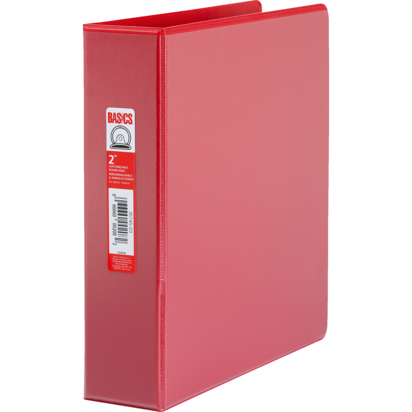 Basics Ring Binder 2" Round Ring Red