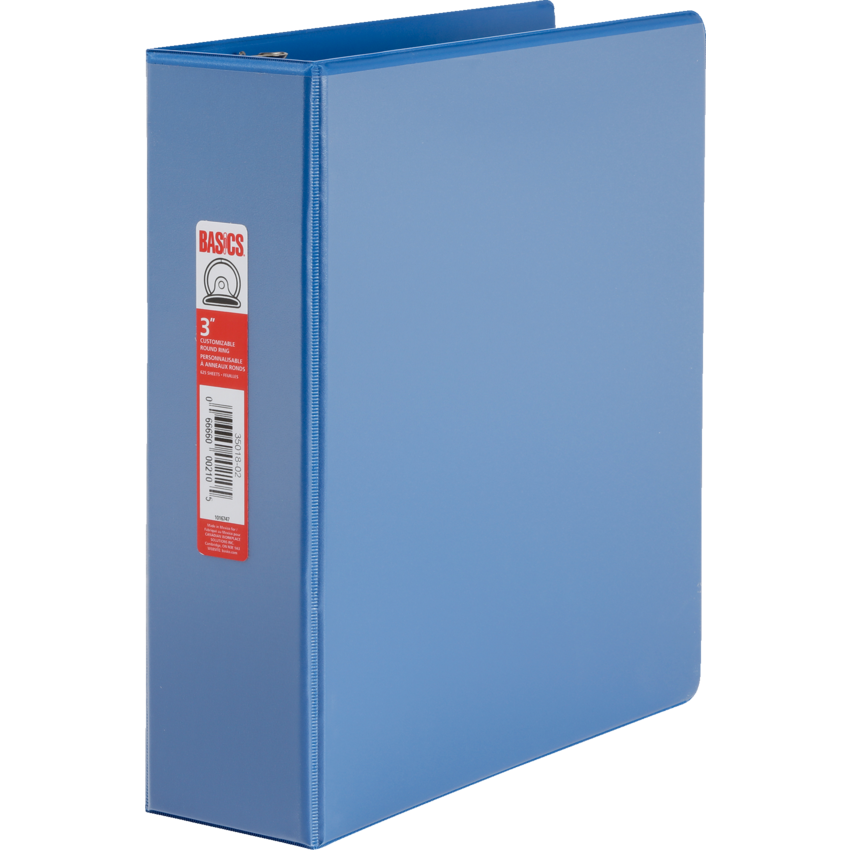 Basics Ring Binder (Model 3) 3" Round Ring Blue